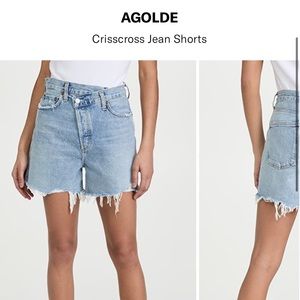 AGOLDE criss cross jean shorts